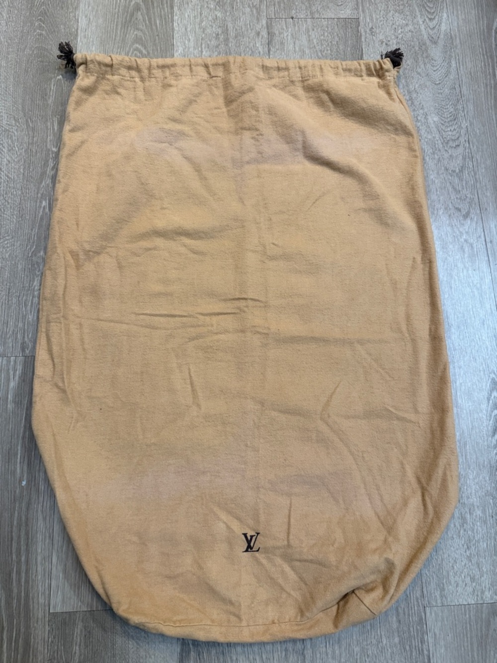 Louis Vuitton Tan Drawstring Storage Bag with LV Logo
